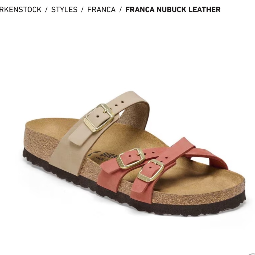 Birkenstock Franca Nubuck Leather - Mars Red/Sandcastle 38